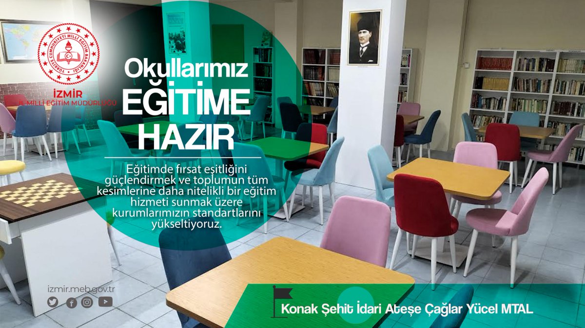 Eğitimde fırsat eşitliğini güçlendirmek ve toplumun tüm kesimlerine daha nitelikli bir eğitim hizmeti sunmak üzere kurumlarımızın standartlarını yükseltiyoruz.
<a href="/tcmeb/">Millî Eğitim Bakanlığı</a> <a href="/MucahitYentur/">Murat Mücahit Yentür</a>