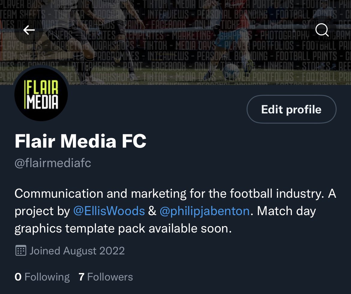 EllisWoods's tweet photo. Got a kick up the backside from my mate @philipjabenton yesterday - Apparently I’m pretty good at this sort of thing and should be bottling it and sharing it. 📱💻 

If you’re looking for football based marketing and communication solutions, talk to us! 

👇🏼

@flairmediafc https://t.co/YeA4bPdeEd