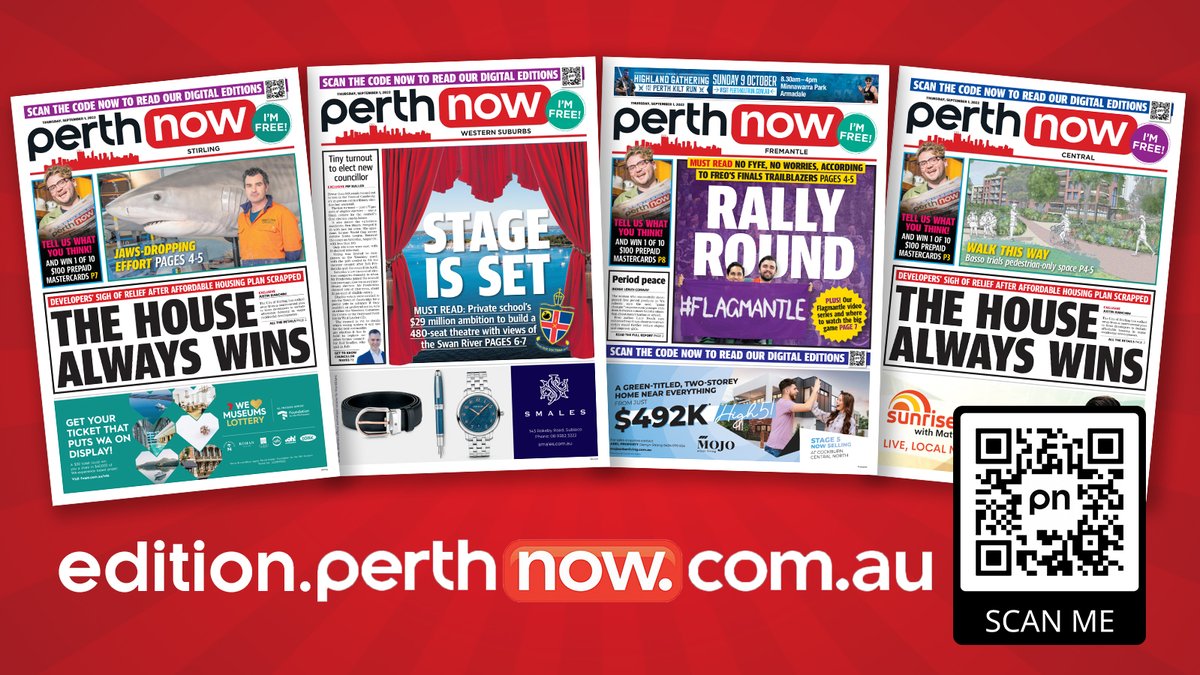 In our Sept 1 editions of <a href="/PerthNowLocal/">PerthNow Local News</a> papers, <a href="/citystirlingwa/">City of Stirling</a> walks away from a controversial requirement for affordable housing in new developments, we rally behind <a href="/freodockers/">Fremantle Dockers</a> for #Flagmantle, and take a peek at a private school's ambitious $29M 480-seat riverside theatre.