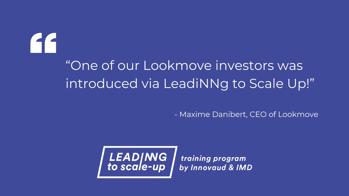 Applications for #LeadiNNgtoScaleUp 2023 are open! 🙌 The joint initiative of <a href="/IMD_Bschool/">IMD</a> and <a href="/Innovaud/">Innovaud</a> is designed to propel tech companies from promising startups to fast-growing, international scale-ups 👉ow.ly/86jM50KwpQ2 #VDTech #SwissTech #ScaleUpVD <a href="/ScaleUpVD/">Scale Up Vaud</a>