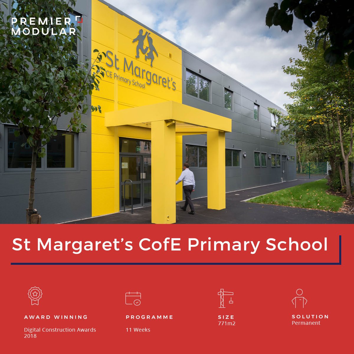 Premier_Modular's tweet photo. St Margaret’s CofE Primary School was increasing in capacity and needed to accommodate extra students.

Using digital construction, we ensured the project maximised efficiencies and was delivered on time.

Read more: https://t.co/CBwQ6uK4mw 

#EducationSector #OffsiteConstruction https://t.co/pNxPbD0744