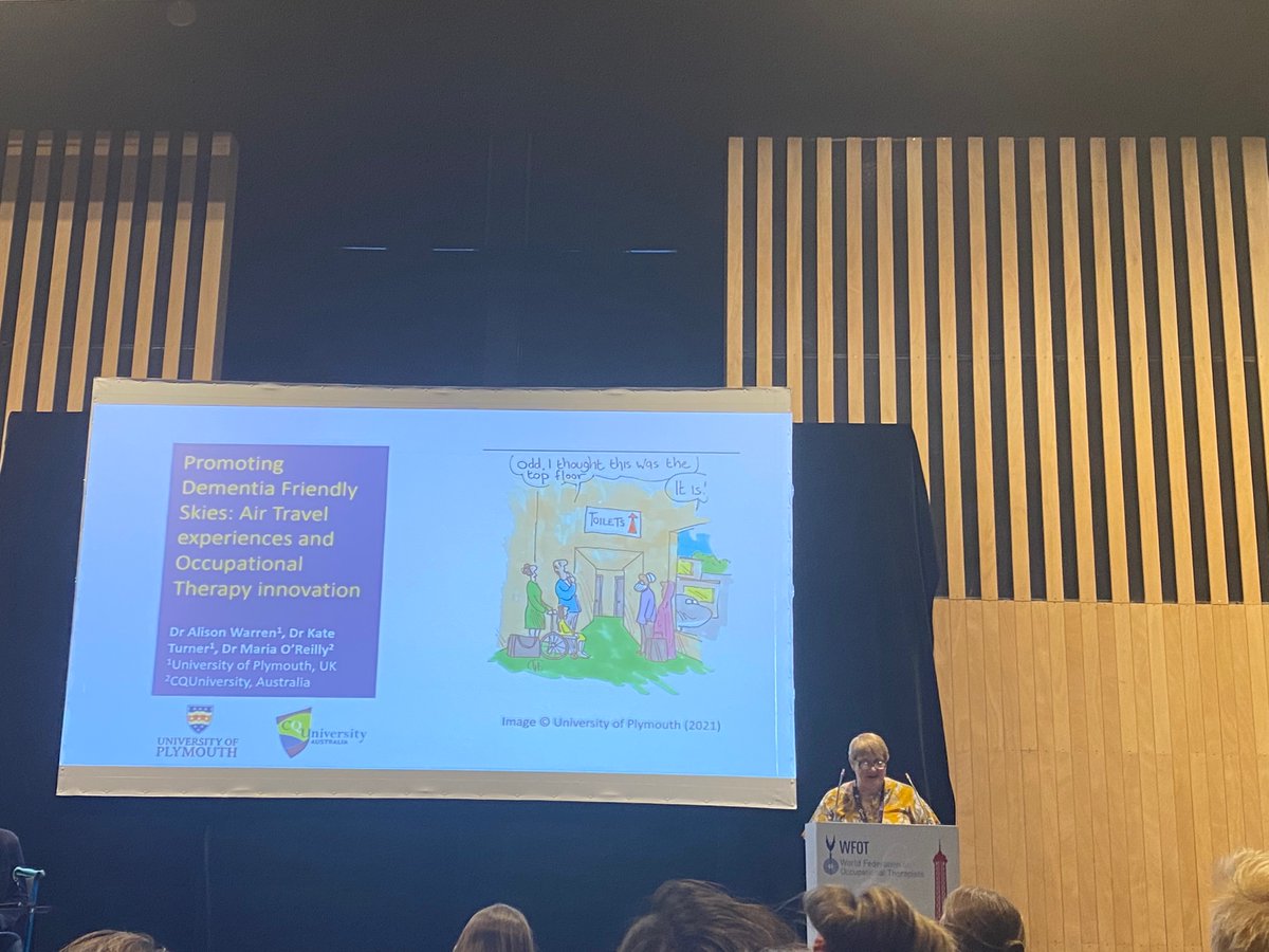 mirnoonanOT's tweet photo. Really interesting to hear about the collaborative research between 🇬🇧 and 🇦🇺 In #DementiaFriendly flying. Great presentation by @kateturnerOT @alisonfwarren https://t.co/VAZzYBPoAP