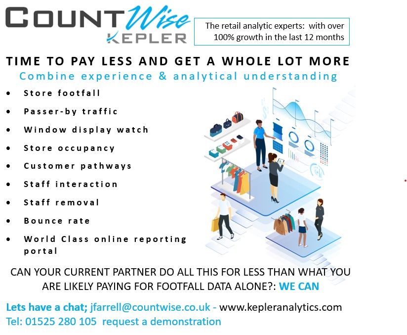 Countwiseuk's tweet photo. Time to Pay Less and get a whole lot more

The merger of two leading retail traffic and analytical exponents is already producing fantastic results for both our new and existing clients.

It's got to be worth a chat and a short demo!!

#retail #analytics #footfall https://t.co/Am8ydE5wn1