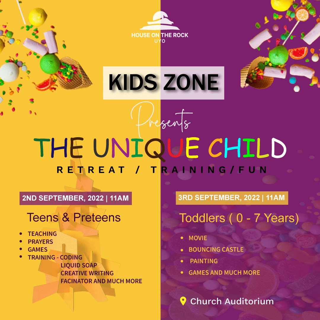 hotruyo's tweet photo. Kidzone Retreat 2022 is here!!
A fun and activity filled session for Teens and Toddlers. There will be games, prayers, Bible lessons and skill training.
It is absolutely free
Get ready! 2nd and 3rd September, 2022 at House On The Rock, 104 Atiku Abubakar way, Uyo.
See you there. https://t.co/4n4AzcpY3T