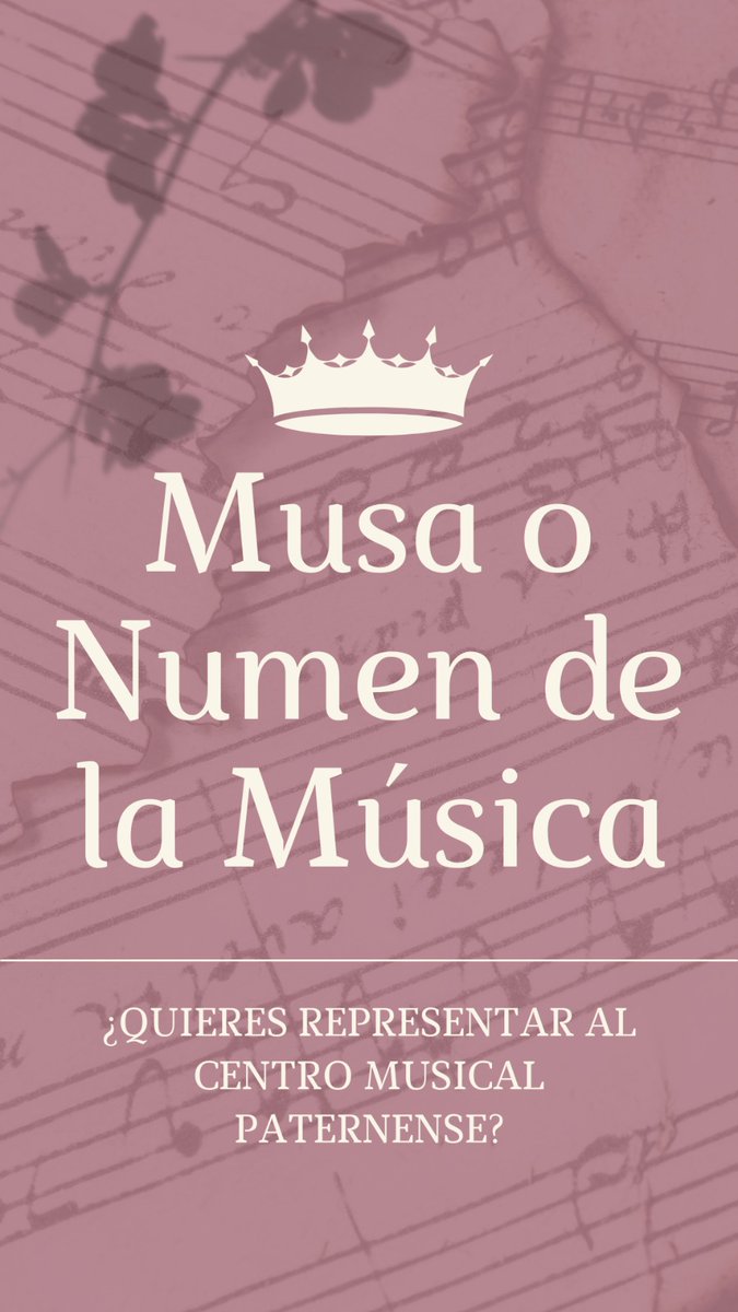 cmpaternense's tweet photo. 👸🏻BUSQUEM MUSA O NUMEN🤴🏻

👑 Des del Centre Musical Paternense obrim la candidatura a Musa o Numen de la Música per a l’exercici 2022

ℹ️Més informació al nostre instagram: https://t.co/ClG4UiHTn2

#CMP #Musadelamusica #Numendelamusica #Paterna #FemSonarPaterna https://t.co/MmgpuR32lD