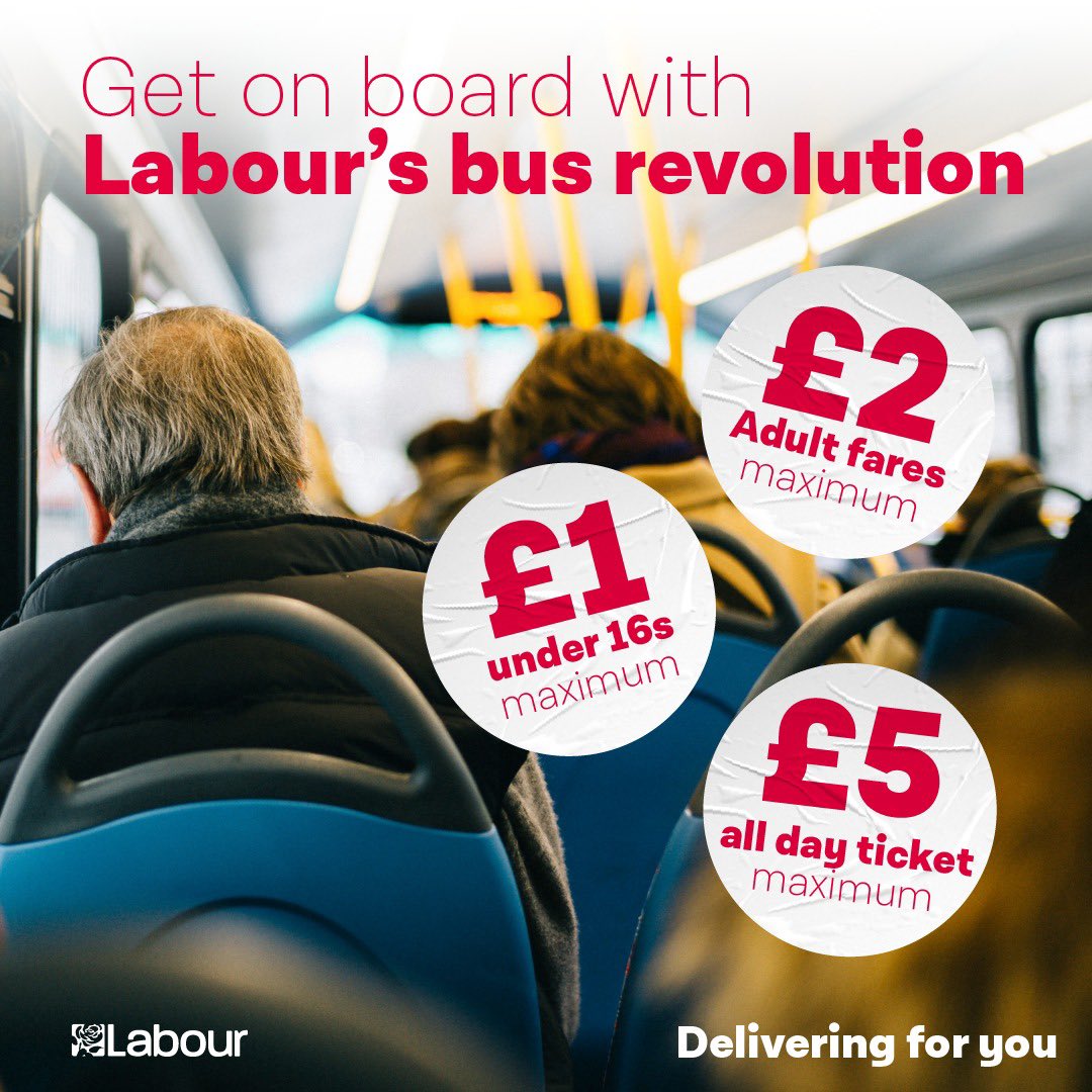 🚌 Labour is cutting bus fares across Greater Manchester, with our new cap on fares kicking in on 4 September!
That means:
- Free travel for passengers aged 16-18.
- £2 max single fare for adults.
- £1 max for under-16s.
- £5 (adults) £2.50 (children) unlimited travel in any day.