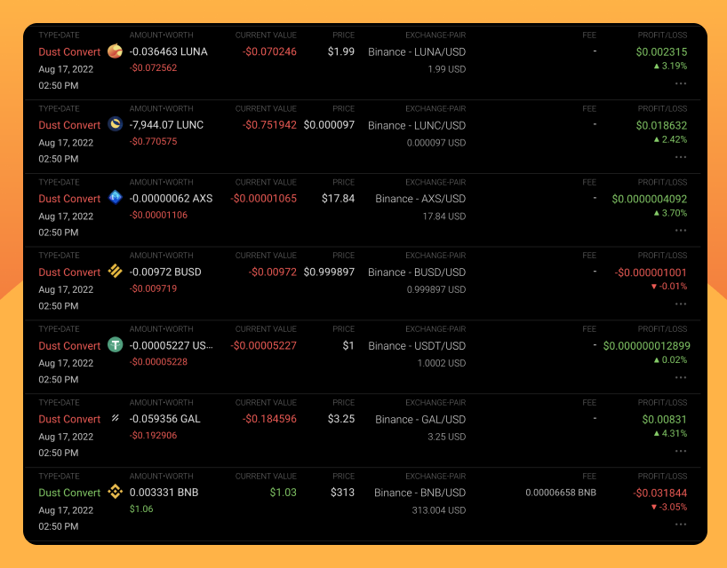 CoinStats's tweet photo. Everything on CoinStats is trackable. Even your Binance dust convert. https://t.co/YYvwvmYxSu