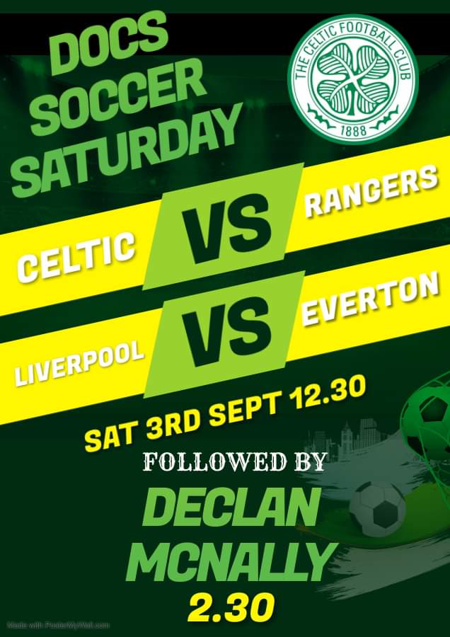 D0CSBAR's tweet photo. Great weekend ahead folks 

Saturday is the Glasgow and Merseyside Derbys both with kick-off at 12.30 with Decky McNally singing straight after the games at 2.30

Sure to be a crowd so be early to grab the best seats 

Sunday is the fabulous Ellen McClements live from 6pm https://t.co/ENtdti1cZW