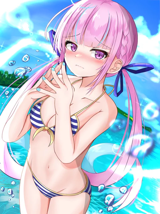 あくたん「水着は着たくなかったんだけど、ご主人がどうしてもって言うから」「とは言っても別にご主人のために着たっていうわけでもなくて」#あくあーとLive頑張ってね(๑˃̵ᴗ˂̵) 