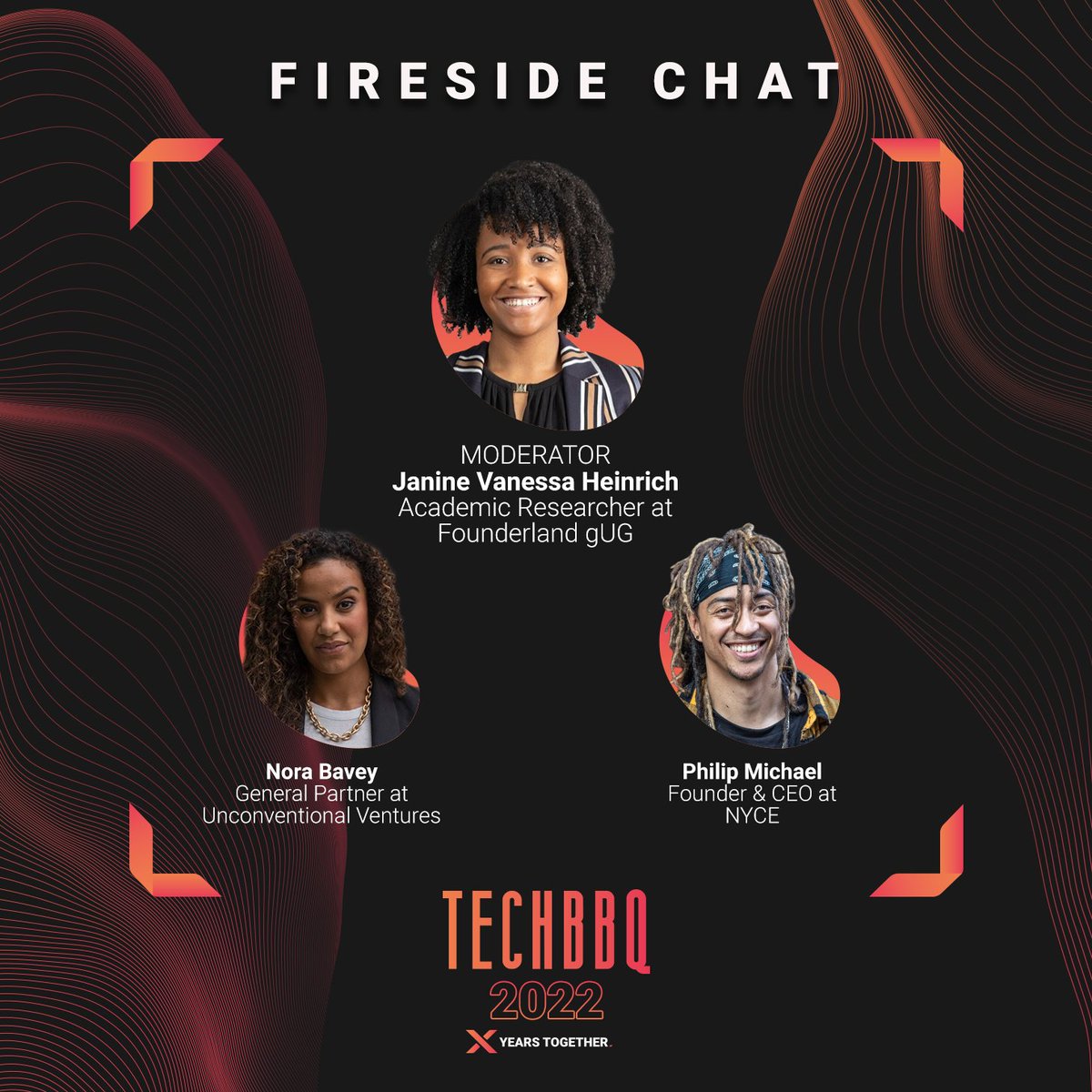 New Fireside chat! 

“Racial (in)equity in Venture Capital: What can the Nordics learn from the US?” 

We proudly introduce Janine V. Heinrich <a href="/Founderland_/">Founderland</a>; <a href="/Philip_Michael/">Philip Michael</a> @nyceapps, &amp; <a href="/norabavey1/">norabavey</a> <a href="/UnconvenVc/">UnconventionalVentures</a>.

► Join us at #TechBBQ2022: bit.ly/3NjSVpR

#nordicmade