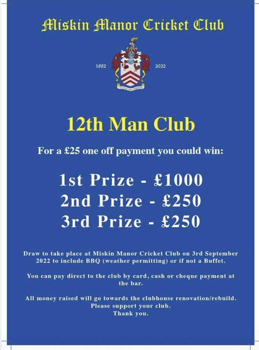 🏏🚨LAST CHANCE FOR 12th MAN 🚨🏏

Closing for entries this week, don’t miss your chance, imagine what you could do with the top prize money !

#uppamanor #oneclub #BringTheNoise