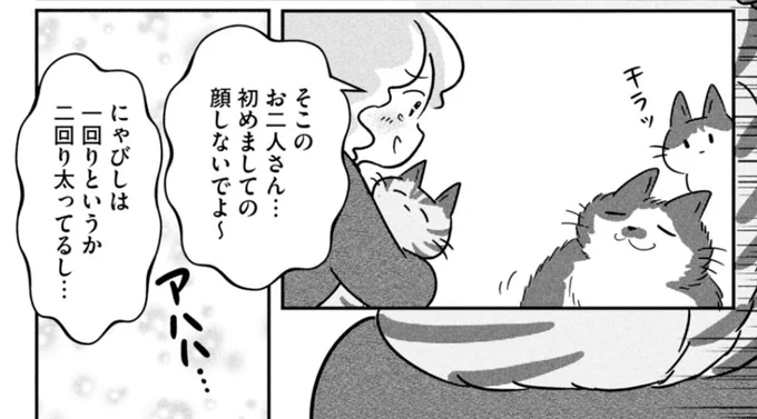 @RockNeko3 ついに最終話迎えました……!
さらに太ったにゃびし、福々しいです🐱
実はこのコマが一番好きです(^^) 