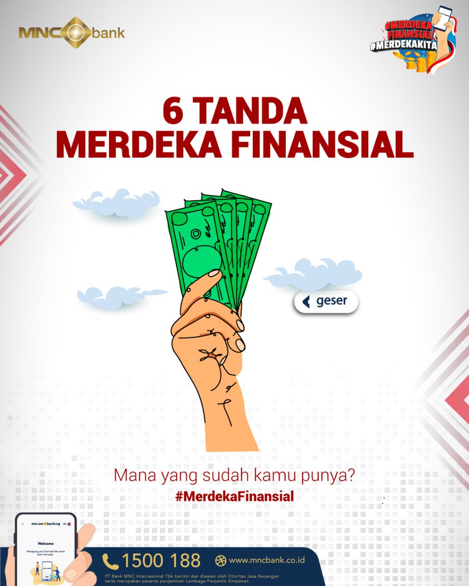 OfficialRCTI's tweet photo. ADA NGGAK NIH?
Dari 6 tanda merdeka finansial di sini, manakah yang sudah kamu punya?

Reply dan mention teman kamu ya!

☎️ 1500188 | https://t.co/CYeSvhpBUP

#MNCBank #trulyyou #MerdekaFinansial #MerdekaKita https://t.co/YRZ5IQojxa