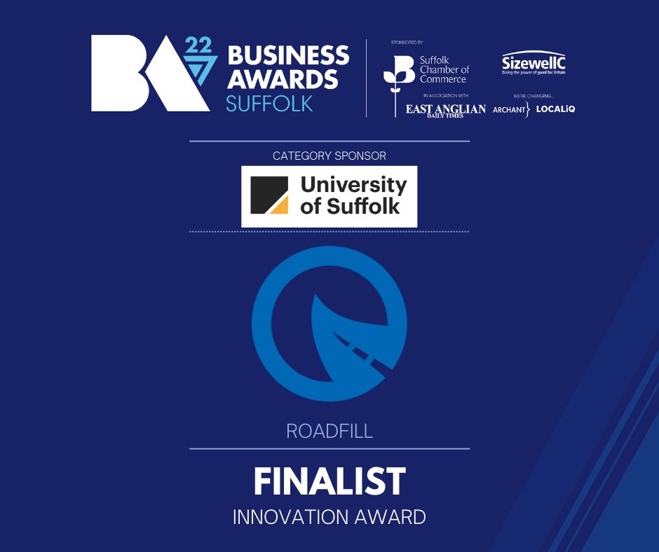 roadfill_ltd's tweet photo. Roadfill is proud to announce that we have been named finalists for the Suffolk Business Awards, Innovation category. Thank you for your support
Read more in the link below 
https://t.co/twPwFUEVuC
#suffolkbusinessawards #roadfill #innovation #PlasticRoad https://t.co/DOfXHT5mY9