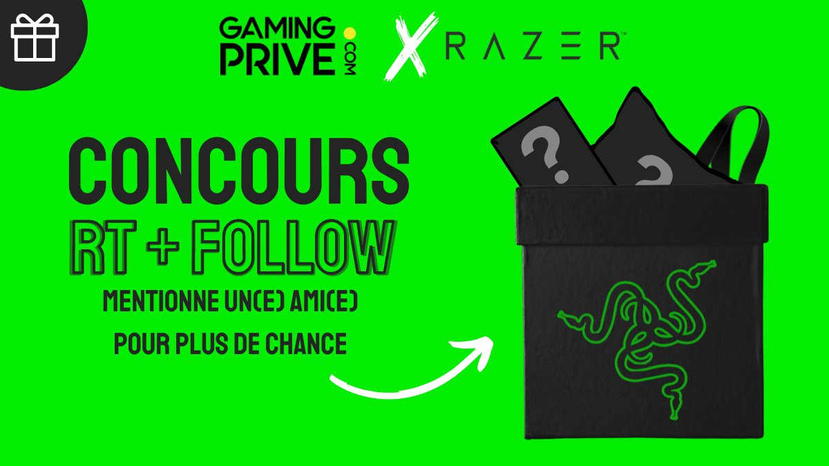 gamingprivecom's tweet photo. #CONCOURS 

On s’associe avec @RazerFrance pour vous faire gagner pleins de Goodies Razer, tout droits venus de la Gamescom 🐍

Pour participer :
✅ RT
✅ Follow
✅ Mentionne un(e) ami(e) (pour plus de chance)

Tirage au sort le 7 septembre 🍀

Bonne chance !

#giveaway #concours https://t.co/4Dy5vh7ZSC