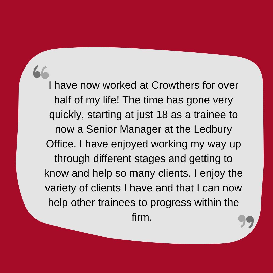 Recently, our Ledbury office celebrated Kelly being with us for 20 years! 

At Crowthers, we are very focused on building and retaining our amazing team. Swipe to see what Kelly has to say about her time here 😄

#personalapproach #accountants #tax #familybussiness
