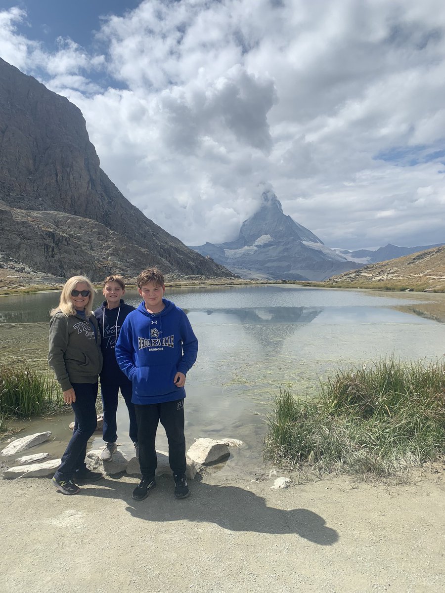 MonicaMalpass's tweet photo. The Matterhorn is awe-inspiring…it’s beauty &amp; history. We loved seeing it from all angles in Zermatt. Two hours north, Grindelwald is a charming village &amp; we enjoyed their First Adventure Park…flying, go carting &amp; standup biking down their mountains!! #travel #summer # europe https://t.co/KkjewL8Wix