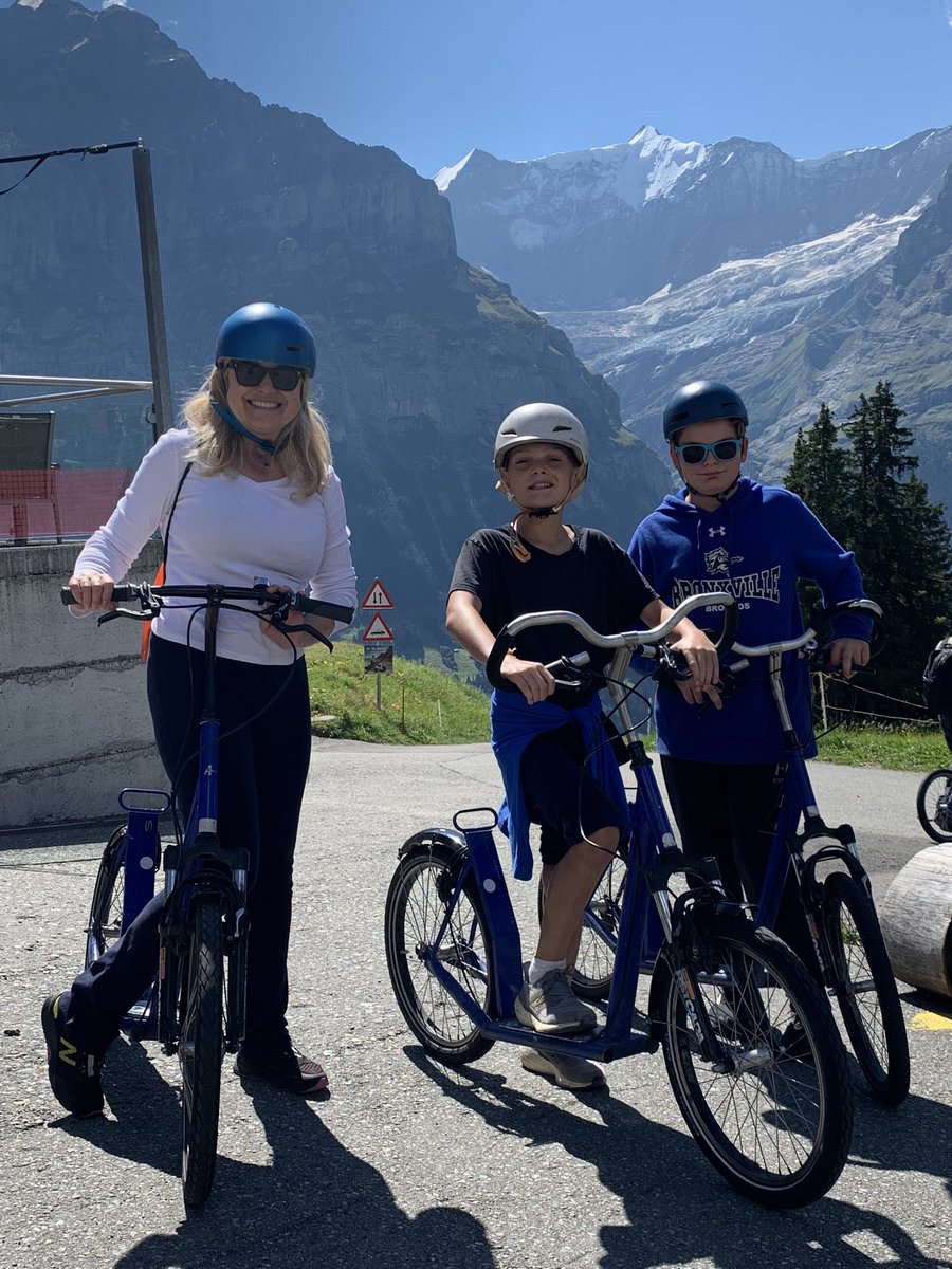 MonicaMalpass's tweet photo. The Matterhorn is awe-inspiring…it’s beauty &amp; history. We loved seeing it from all angles in Zermatt. Two hours north, Grindelwald is a charming village &amp; we enjoyed their First Adventure Park…flying, go carting &amp; standup biking down their mountains!! #travel #summer # europe https://t.co/KkjewL8Wix