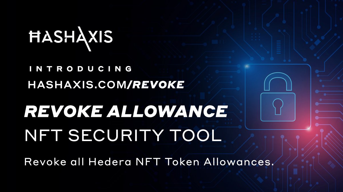 HashAxis's tweet image. ⚡️ NEW TOOL: Revoke. 🚨
Token Allowances are necessary for dApps but it&apos;s important to remember the security implications: from bugs to exploits. We&apos;ve created a security tool for you to easily revoke all outstanding #NFT Allowances on a @Hedera account.

hashaxis.com/revoke
