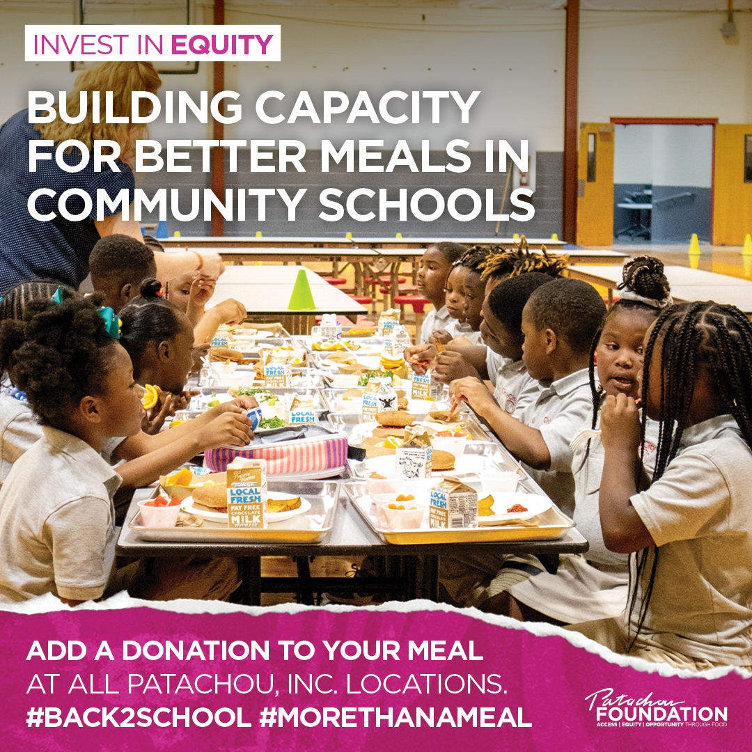 School meals are the most efficient route to radically improve food security for children. @thepatachoufoundation builds capacity in community schools to prepare + serve meals made from scratch. ADD A DONATION to ur meal at any Patachou restaurant. #Back2School #MoreThanAMeal