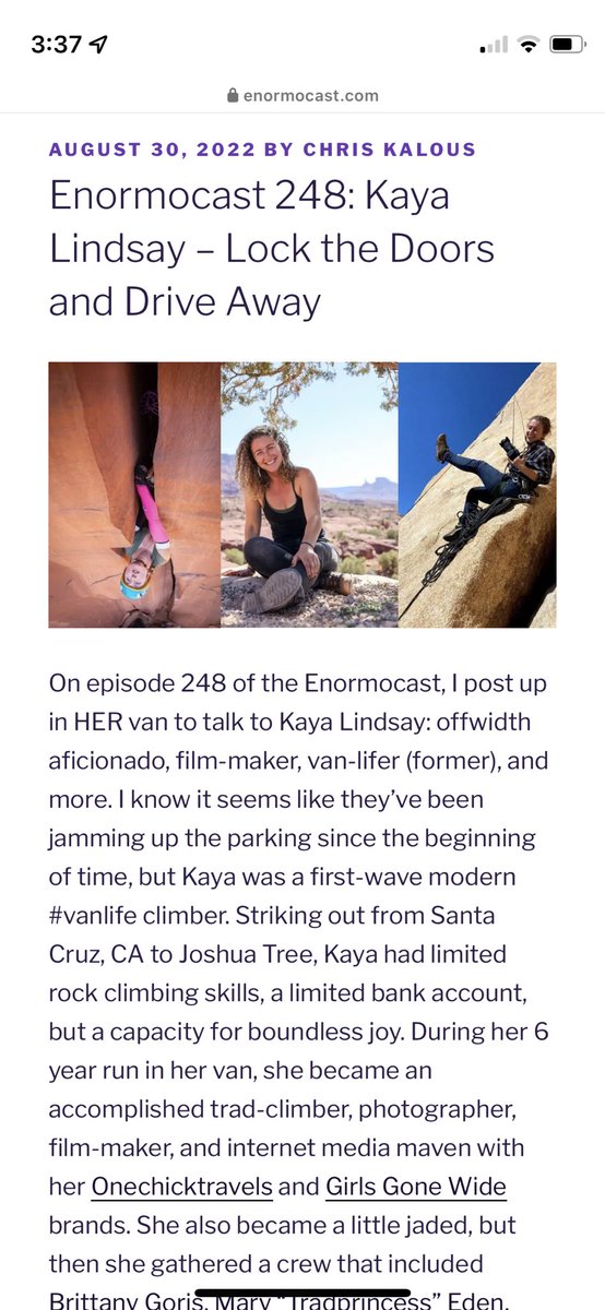 I got to talk with <a href="/enormocast/">The Enormocast</a> at the international climbers festival this year! Check it 😁

enormocast.com/2022/08/enormo…