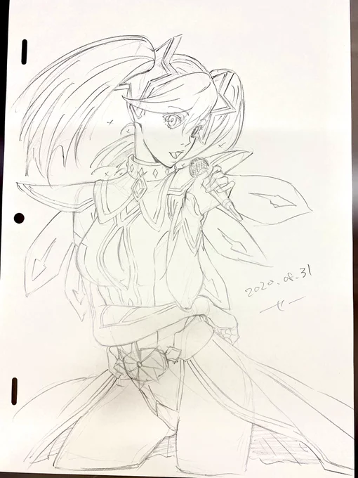 息抜きメグさん。久しぶりに描いたけど、この衣装でライブシーンとかほんとやばいすね 