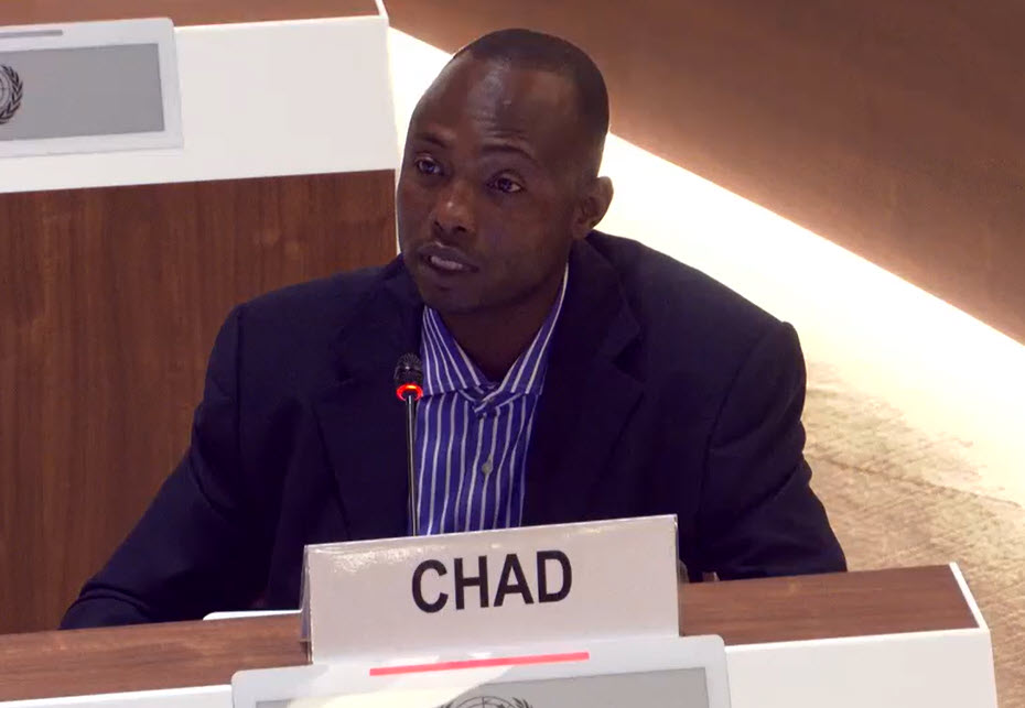 ISUCCM's tweet photo. #Chad calls for a victim-centred approach in crafting #victimassistance activities which include #gender #diversity considerations. Chad reminds that there is a great need for #intlcoop for #VA which is lacking. Chad appeals for the international community to help its victims https://t.co/jjSpN9Mdu0