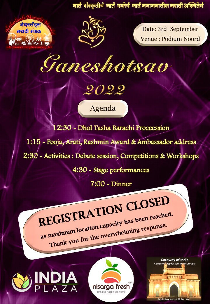 Thank you for a magnanimous response! We are humbled by the love and trust you have shown in us :)
We are all geared up and excited to welcome you to this Grand celebration in eminent presence of HE Mrs. <a href="/reenat_sandhu/">Reenat Sandhu</a> - Indian Ambassador to The Netherlands!