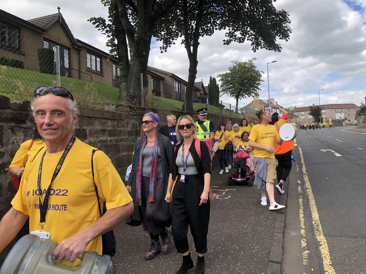 scotgovhealth's tweet photo. Minister for Drugs Policy Angela Constance has joined the @WeAreWithYou Know Your Route walk in Kilmarnock to mark #IOAD and highlight the services available to support people with drug, alcohol and mental health issues in the area. #eastayrshire. https://t.co/PjQtpuXqa4