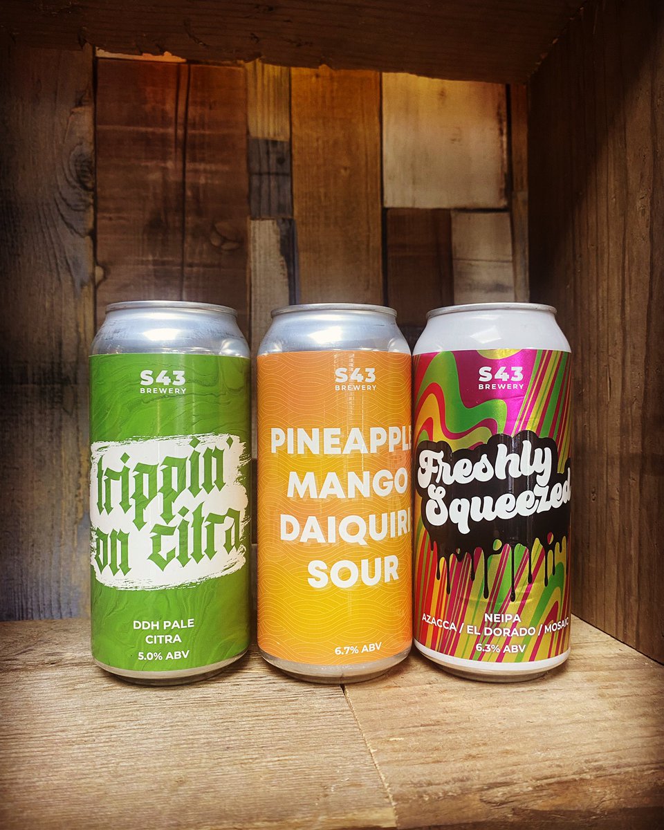 VillageWines's tweet photo. @S43Brewery Trippin' On Citra 5% #DDH #Pale
@S43Brewery Pineapple &amp; Mango 6.7% #Daquiri #Sour
@S43Brewery Freshly Squeezed 6.3% Juicy #NEIPA https://t.co/yHy45SWUfS