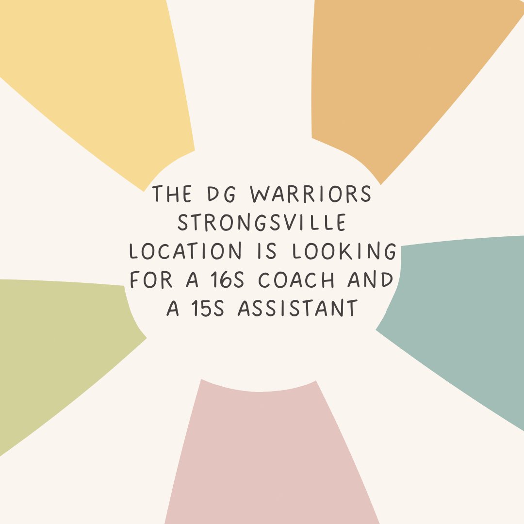 Our Strongsville location is looking for a 16s coach and a 15s assistant - please message us if you are interested!