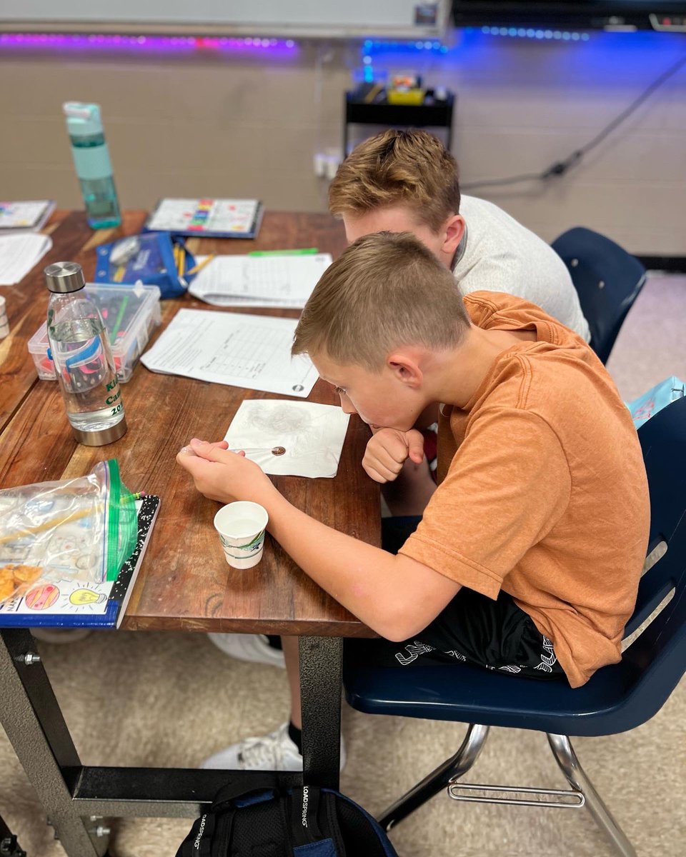 BMSLionPride's tweet photo. Mrs. Denton busted out some science! 6th grade completed the steps for science inquiry as they researched how many drops of water can fit on a penny! They were all shocked at their results. We graphed our data and discussed results. #bmshasGRIT #sciencerocks https://t.co/UnQZIs6gL8