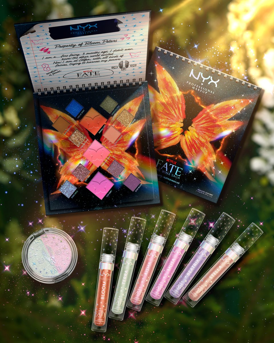 NYXCosmetics's tweet photo. CALLING ALL FAIRIES! 📣 Meet our limited edition #NYXCosmeticsxFateTheWinxSaga collection, inspired by all the magic of @fatenetflix season 2 🧚

Available TOMORROW 9/1, exclusively at https://t.co/JhBA1Ee7AF 

#NYXCosmeticsxFateTheWinxSaga https://t.co/UJY87L5HfR