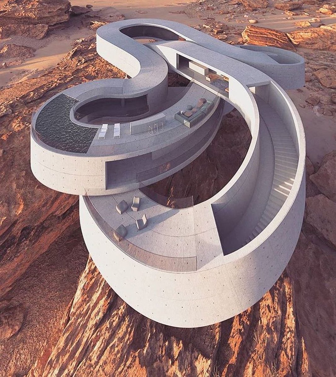 parametricarch's tweet image. Rock House 3, a fictional architectural concept designed by Amey Kandalgaonkar on top of the desert rocks.

🖋Designer: Amey Kandalgaonkar

#fictional #rockhouse #house #habitat #home #concrete #prefabricated #3dprinting