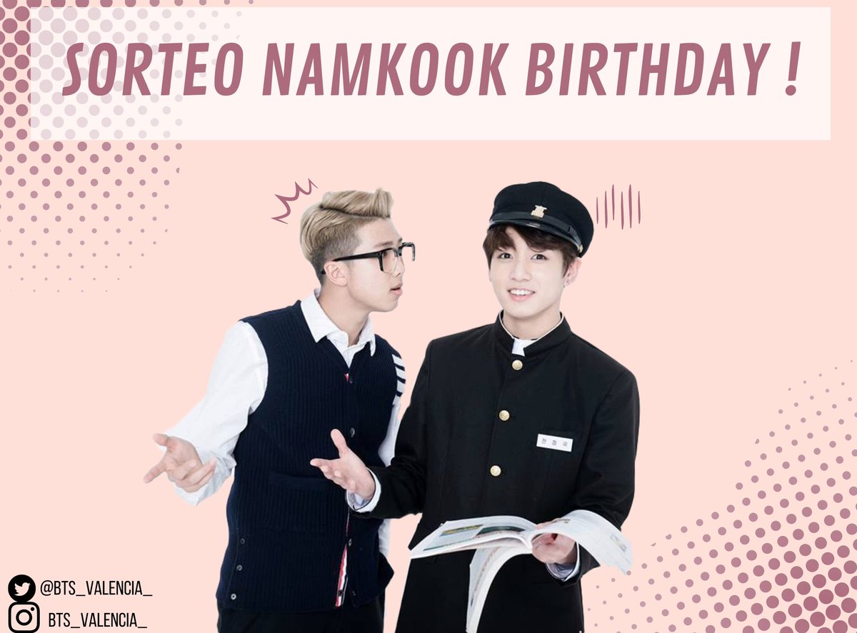 BTS_Valencia_'s tweet photo. ✨SORTEO✨

🎉 ARMY, os traemos un sorteo por el cumpleaños de #JK y #RM. Sigue los pasos que aparecen en las fotos para participar 👇🏼

📅Hasta el día 13 de Septiembre a las 12 P.M. Se anunciarán el ganador el 15 de Septiembre.

🔸Para toda la Península e Islas

@BTS_twt https://t.co/nTvbc8xa9p
