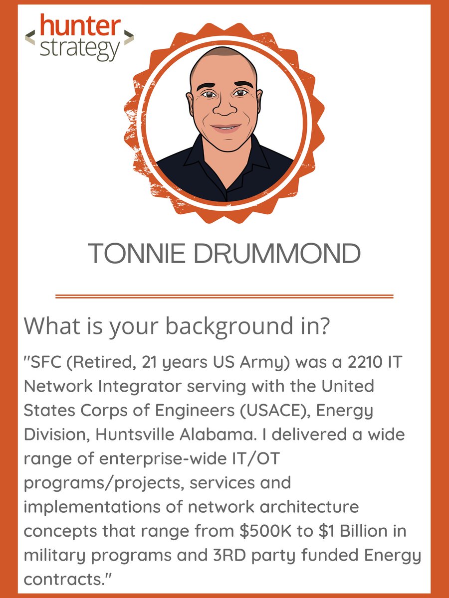 HunterStrategy's tweet photo. We want to give a shoutout to Tonnie Drummond for this week's employee spotlight!
He's an ICS Cyber Security Engineer at Hunter and we appreciate everything he does for us! Read below to learn more about him🧡
#cybersecurity #IT #hunterstrategy https://t.co/FHJlAgru1H
