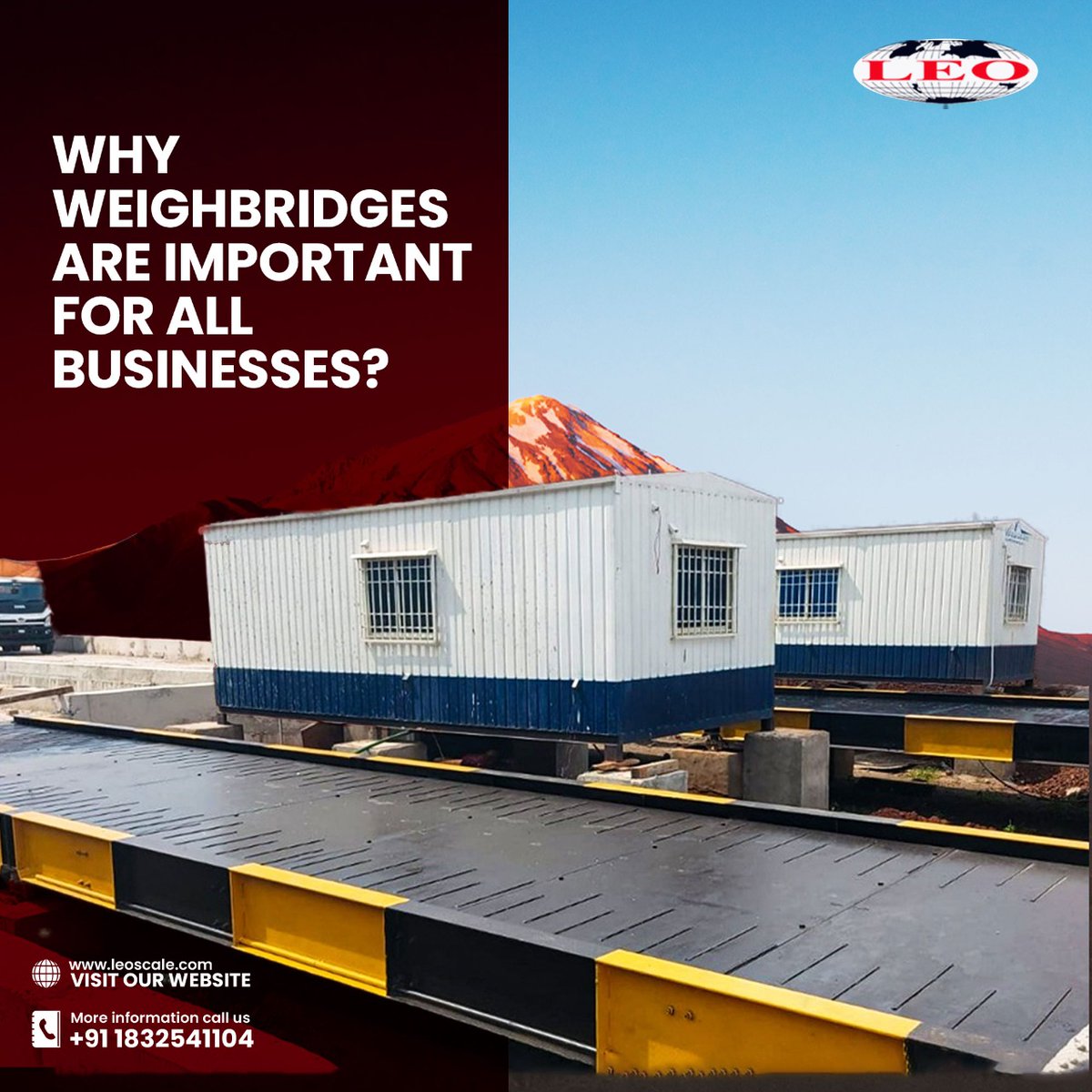 Weighbridges can help business avoid major losses like
- Underloading of vehicle leads to decreased #efficiency &amp; Increased operation cost 
- Road accidents due to overloaded vehicle

Know more about how #LeotronicScales can help your business grow at +91 183 254 1104
#truckscale