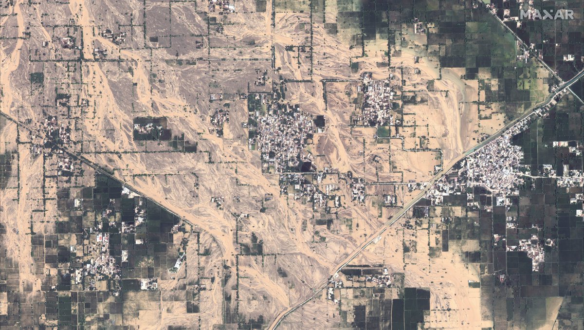 AJ+ (@ajplus) on Twitter photo Satellite images show the extent of damage caused by record monsoon floods in Pakistan.
▪️ At least 1,191 people killed
▪️ Over 1 million homes destroyed
▪️ Crops destroyed in hundreds of thousands of villages
▪️ 700,000 livestock lost
(Images: Maxar Technologies) Satellite images show the extent of damage caused by record monsoon floods in Pakistan.
▪️ At least 1,191 people killed
▪️ Over 1 million homes destroyed
▪️ Crops destroyed in hundreds of thousands of villages
▪️ 700,000 livestock lost
(Images: Maxar Technologies)