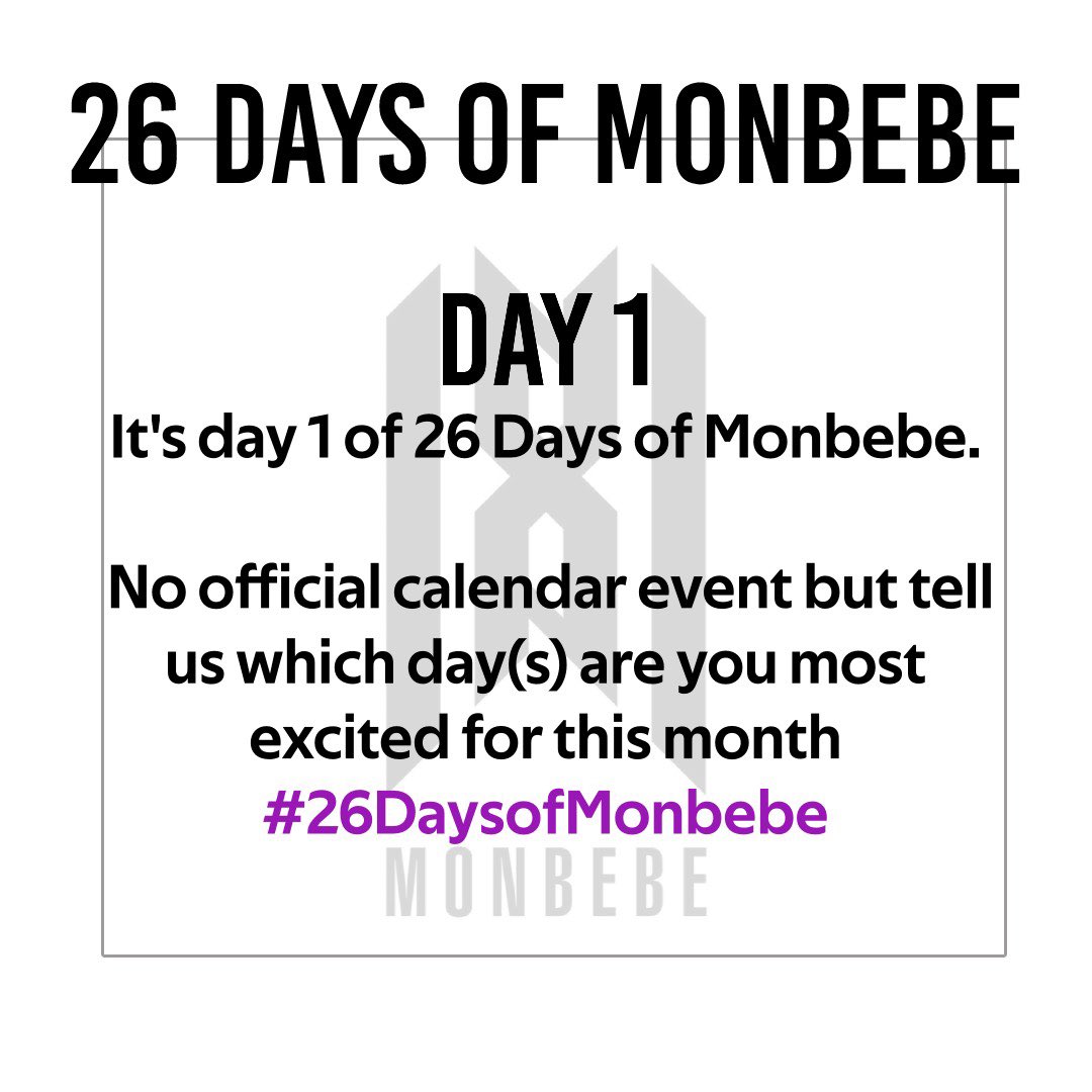 MonbebeMonth's tweet photo. It’s September 1st KST! 26 Days of Monbebe has started! Tell us which day are you most excited about? #26DaysofMonbebe https://t.co/xSTQGBiNey