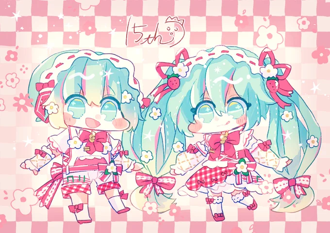 普通に遅刻したな、、、、苺ミクちゃんと苺ミクオでお祝い#初音ミク誕生祭2022 #初音ミク生誕祭2022#初音ミク15th 