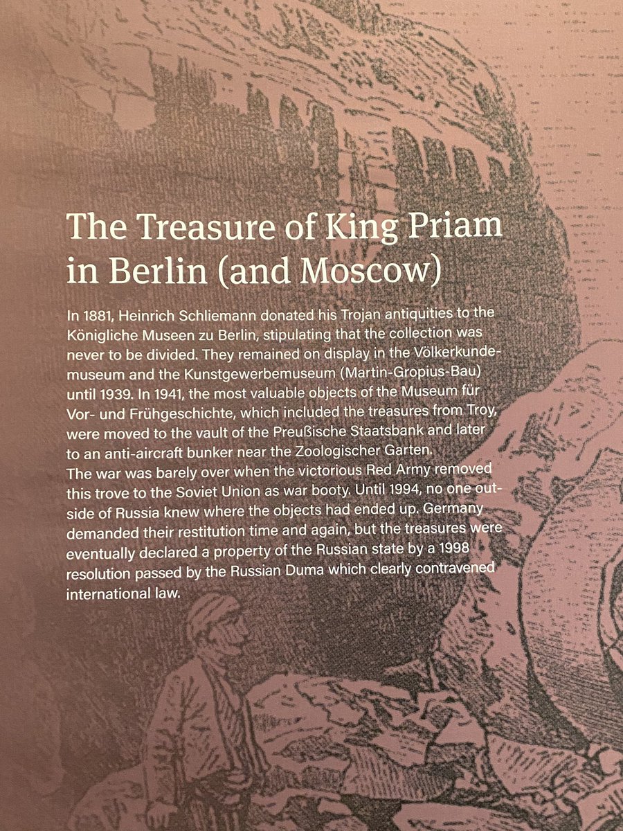 Saw this at Neues Museum in Berlin: when a German stole treasure from Troy (Turkey), it’s “to prevent the hoard from being split with authorities”, when Russia stole it from Germany, it “contravened international law”