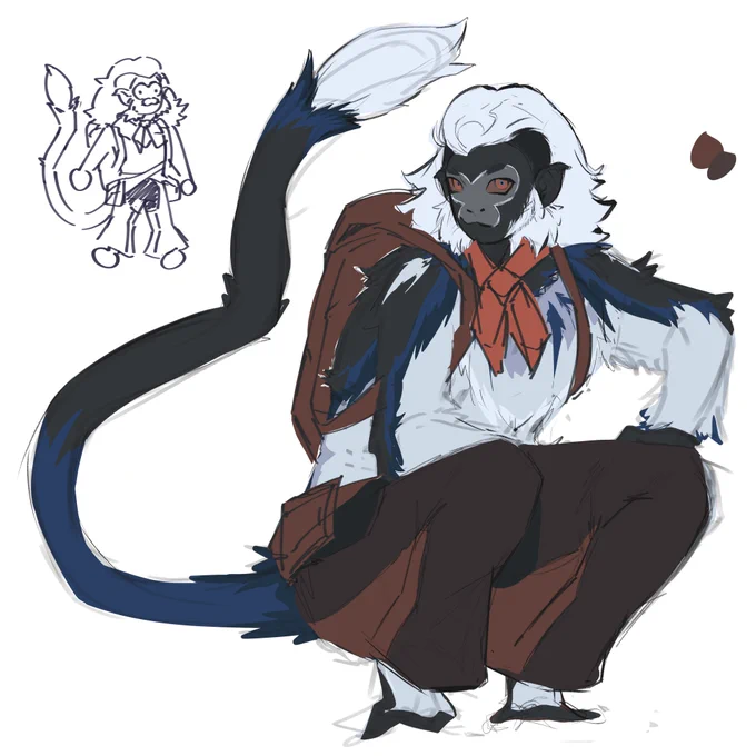 he's only half done but everyone is sharing their monkey ocs and I wanna show off my stinky boy Blueberry 