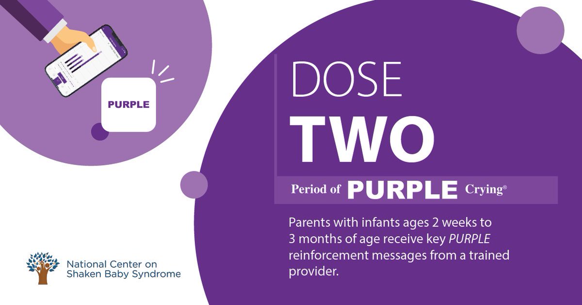 PURPLEcrying's tweet photo. Introducing Dose Two of the Period of #PURPLECrying program. Dose Two reinforces key program messages for parents with newborns from 2 weeks-3 months old, during the high crying period. This dose ensures families receive the critical prevention information, and how to apply it. https://t.co/qEQHOSLBGf