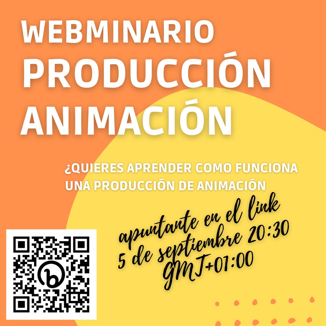 Carlosroca_Info's tweet photo. webminario sobre producción de animación, próximo lunes 5 de septiembre a las 20:30 (GMT+1) Si quieres apuntarte sigue EL link https://t.co/7E3ZJoH1t7 y te enviaremos el enlace #producciónanimación #animacion https://t.co/G5nAn0e7RI
