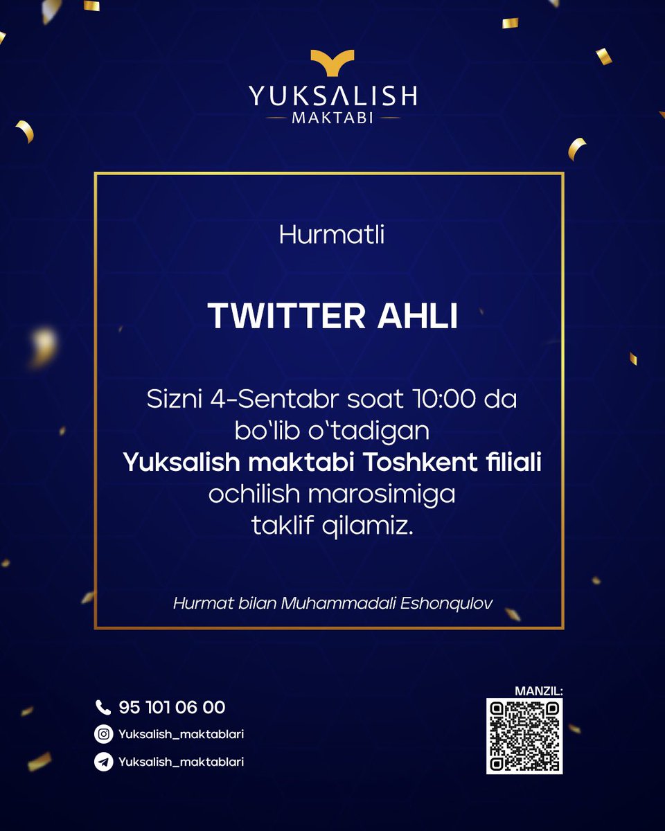 Ustoz_Shifu's tweet photo. Nihoyat yillar davomida qilgan orzuimiz ushalmoqda.
Nihoyat, bir necha oylardan beri jamoamiz qilayotgan mehnatlar natija berishga yaqin:
Yuksalish maktablari ochilish arafasidamiz.
In shaa ALLOH bu maktablardan hali buyuk ixtirochi olimlar va yetuk mutaxassislar chiqadi. https://t.co/R1w1qqaZy0