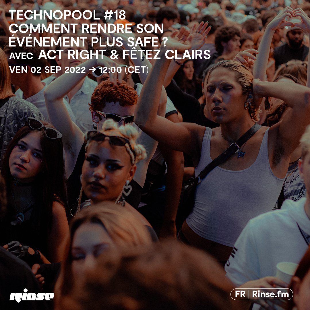 PEW_France's tweet photo. Technopool #18, notre résidence reprend cette année chez @RinseFrance et c’est ce vendredi 2 septembre de 12h à 13h 🎙️

Ce mois-ci, l’émission sera dédiée aux différents dispositifs à mettre en place afin de rendre son événement plus safe 🫶 https://t.co/AehoJtrw7D
