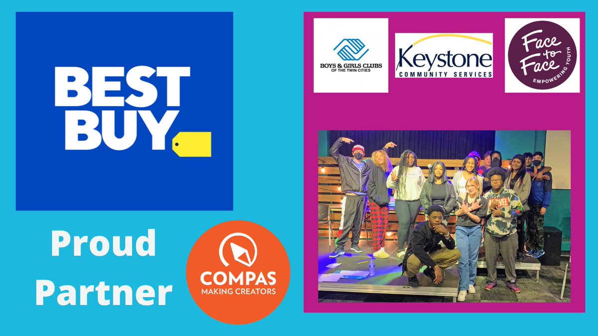 COMPAS_MN's tweet photo. We are proud to partner w/@BestBuy to provide opportunities for teens to learn about and engage with technologies that prepare them for future success in their lives and careers. #makingcreators @BionikMusic @MaLLy https://t.co/FXToPAd4N1