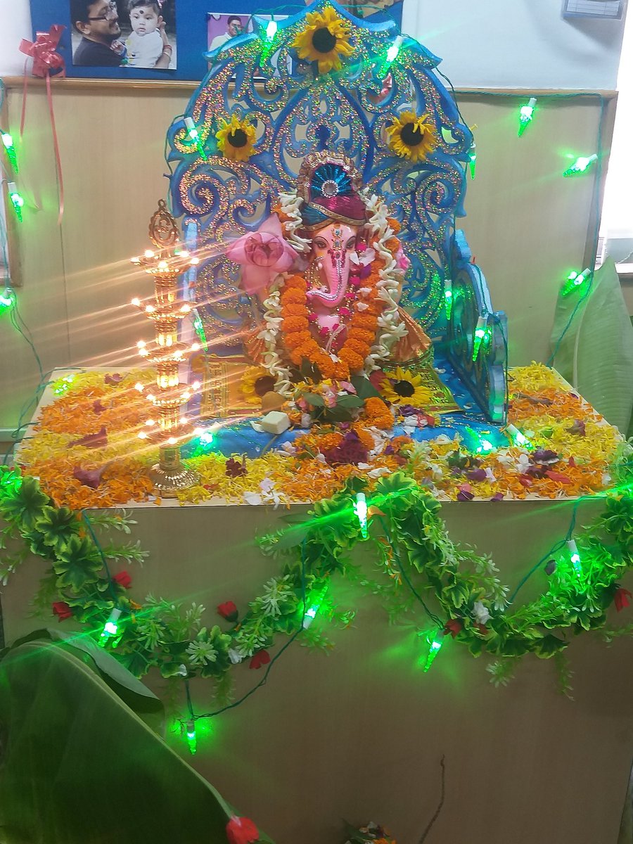 jana_subhra's tweet photo. Ganapati Bappa Morrya at Our Office 🙏💐💐🙏 
#HappyGaneshChaturthi ✨🎊✨ Best Wishes to all Of You 🎉🎇🎊 https://t.co/CxKjaXSmvG