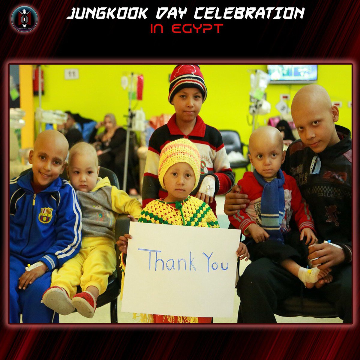 Celebrating #jungkookbirthday Egyptian fanbase @Eagle_Egypt_BTS donated for biggest CHILDREN CANCER HOSPITAL in Egypt by 5000LE under the name of #Jungkook for children treatment.Beside Distributed motivational message to give them hope to defeat the cancer. #HappyJungkookDay