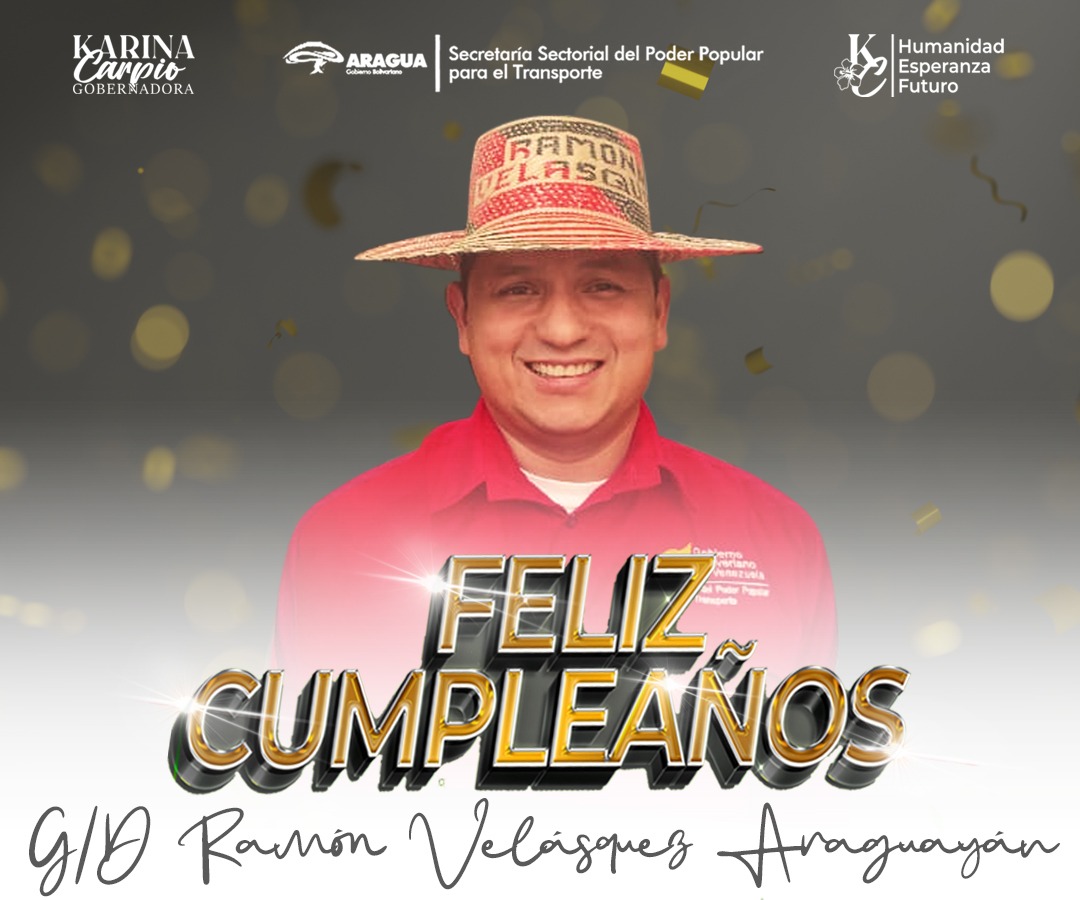 ¡FELICIDADES! La gran familia de la <a href="/transportearag/">Secretaria de Transporte Aragua</a>  y en nombre de nuestra Gobernadora <a href="/Soykarinacarpio/">Karina Carpio</a> felicitan al Ministro de Transporte G/D @rvaraguayan en su cumpleaños, deseándole éxito en su gestión administrativa
#NuevaEraBinacional